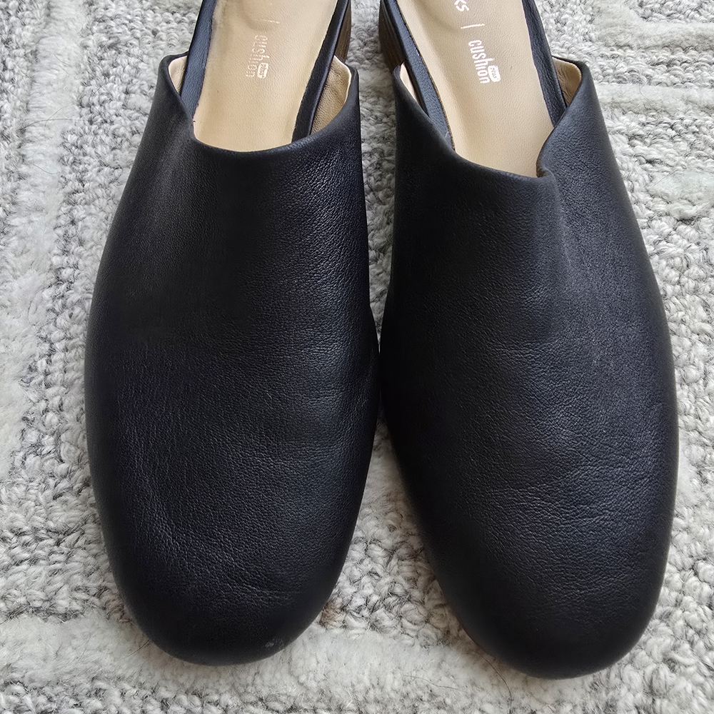 Clarks Black Slip-On Leather Mules - Picture 5 of 8
